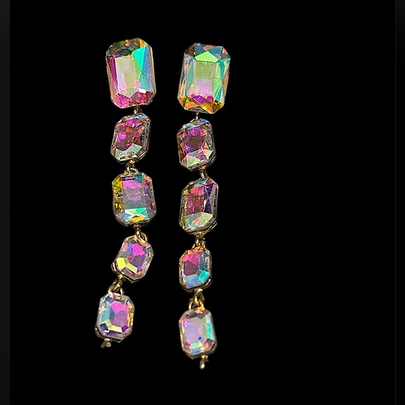 Gift with purchase Long Dangling Crystal Earrings - vintage 80’s - Picture 3 of 9